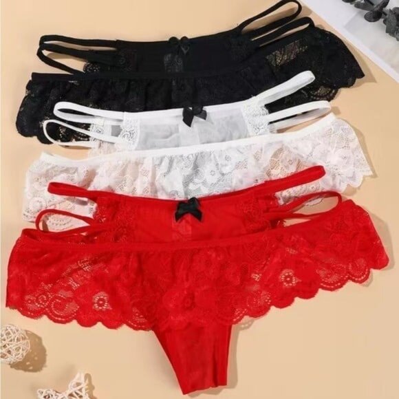 3pc Lace Mesh Panties Set - Picture 2 of 5